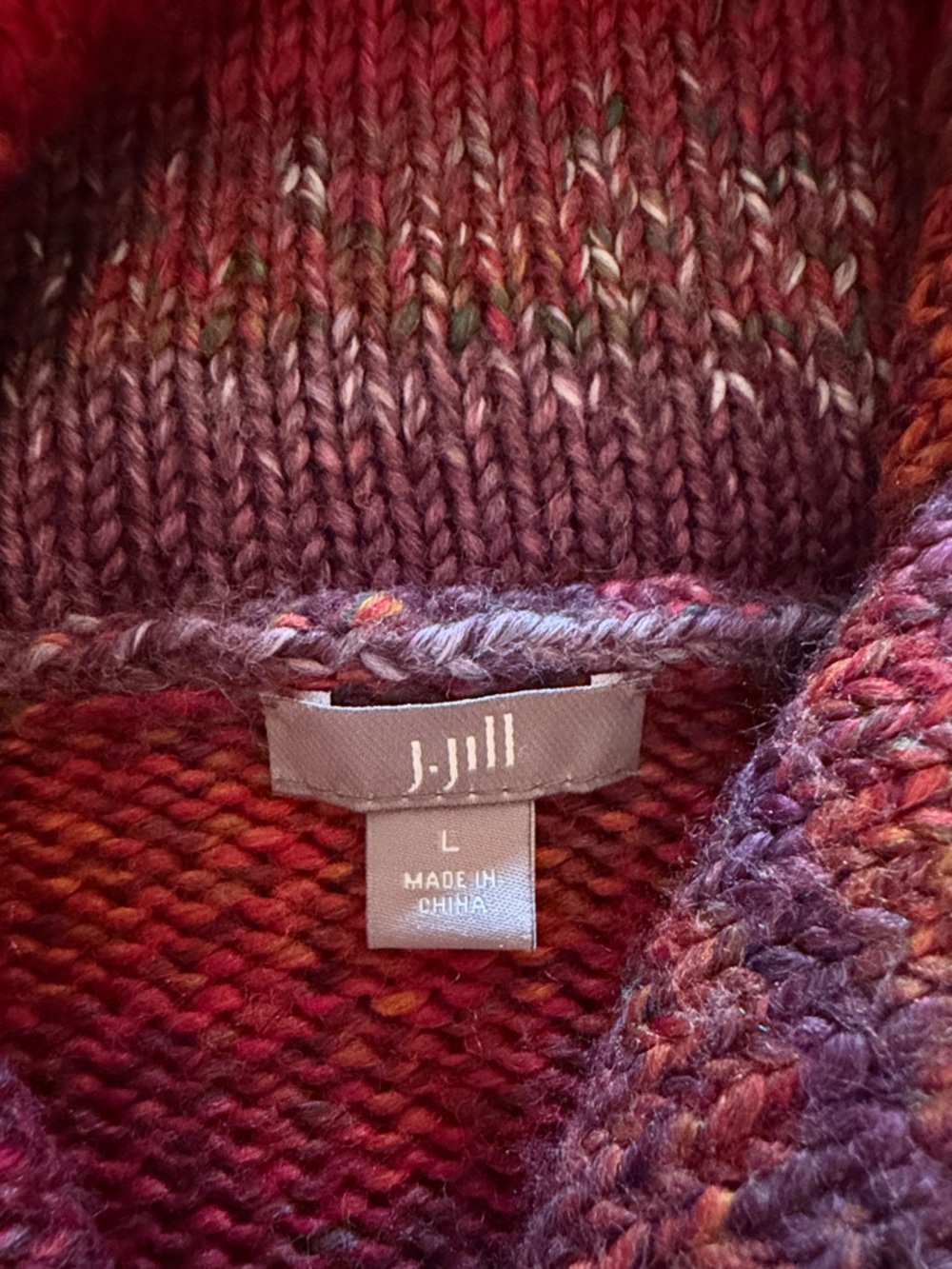 J. Jill Red and Purple Striped Hooded Cardigan - Picture 2 of 3